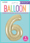 CHAMPAGNE GOLD "6" NUMERAL FOIL BALLOON 86CM (34")
